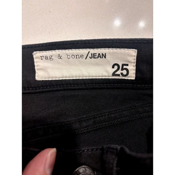 Rag & Bone 10 Inch Skinny Jeans Black High Rise Modal Blend Size 25 W1532I769BLK - Picture 5 of 9